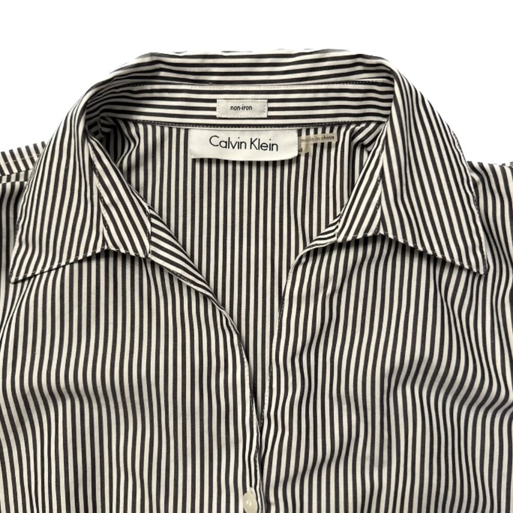 Calvin Klein Women’s Striped Non-Iron Button-Down Dress Shirt Size 4 - Picture 5 of 6